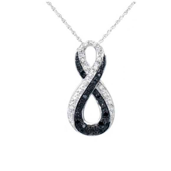 Black White infinity Diamond PendantSterlingSilver