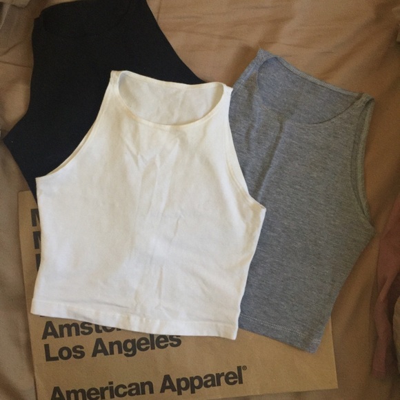 Bundle of 3 American Apparel Sleeveless Crop Tops