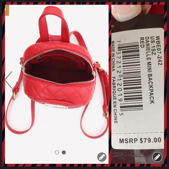NWT Bebe Danielle Red Mini Backpack - Picture 3 of 4