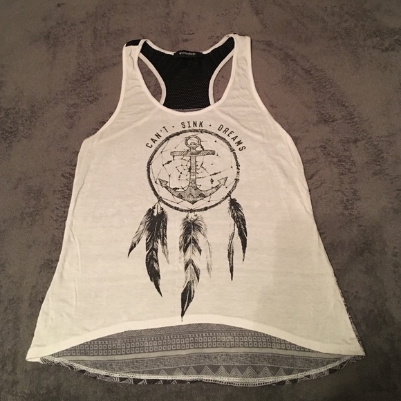 Womens medium graphic tank. Mesh/sheer tribal back - Picture 1 of 3