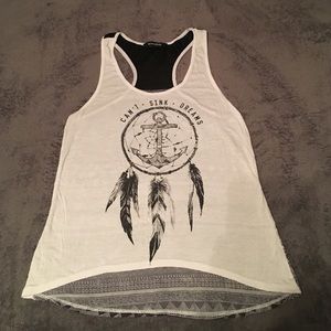 Womens medium graphic tank. Mesh/sheer tribal back