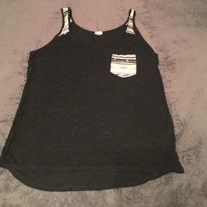 Womens medium charcoal grey print pocket tank top