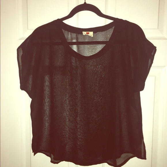 Black chiffon crop top
