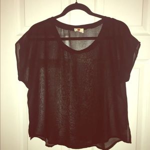 Black chiffon crop top