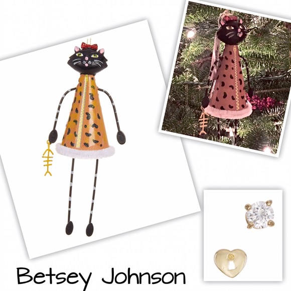 Betsey Johnson Kitty Cat Ornament & Earring Set - Picture 2 of 2