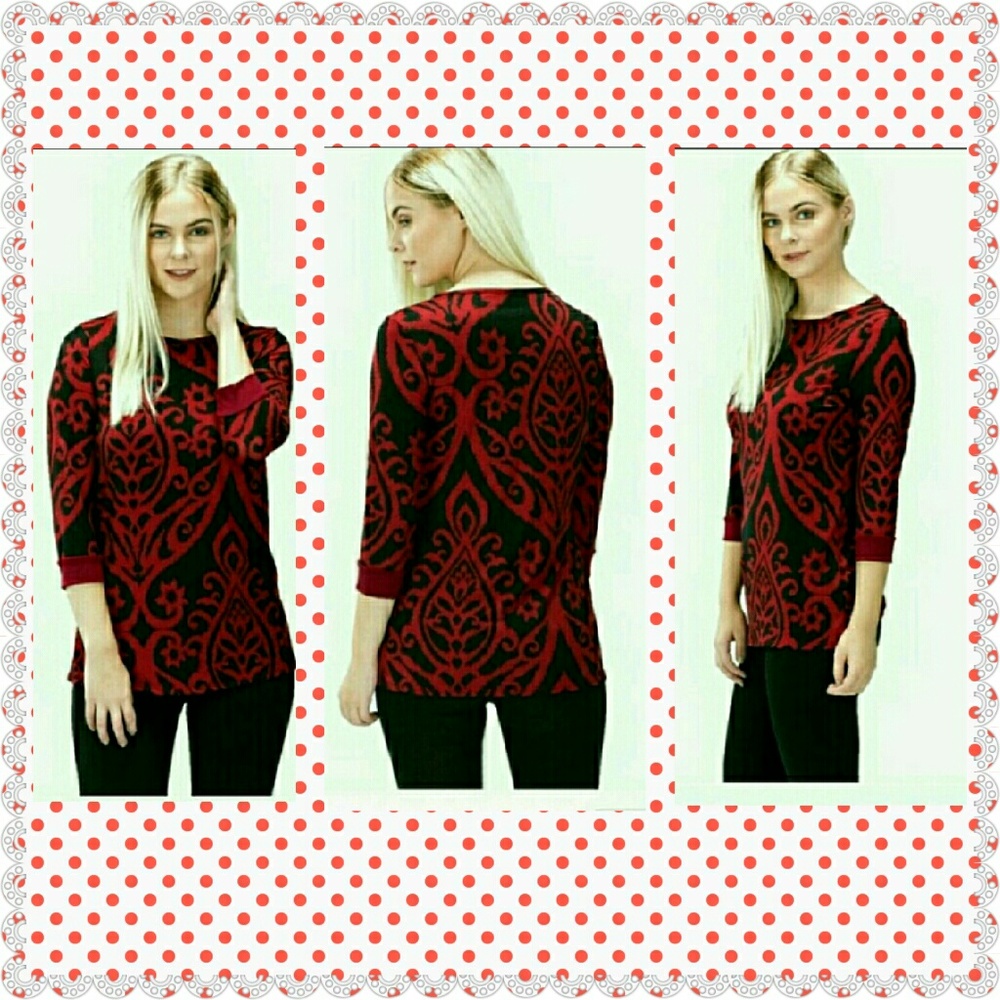 🔴DAMASK PRINT 3/4 SLEEVE TOP 🔴