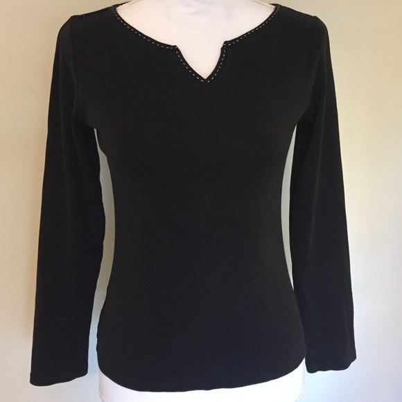 3/15$ AT Loft Black Long Sleeve T-shirt Top Sz S - Picture 1 of 4