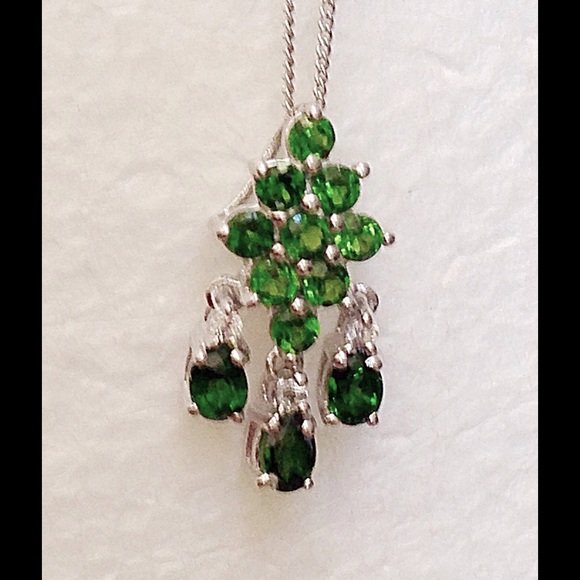 Russian Diopside, White Topaz Pendant
