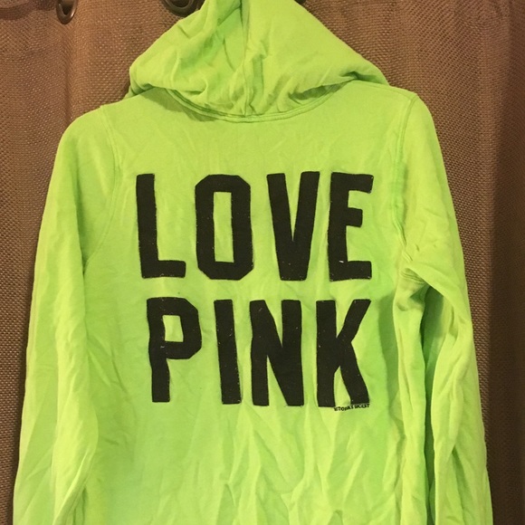 Lime green hoodie by Love Pink, Medium