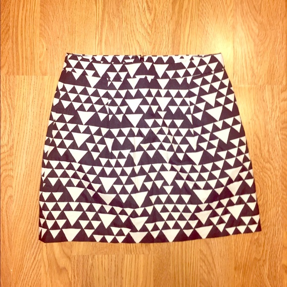 J. Crew Ivory and Black Geometric Mini Skirt