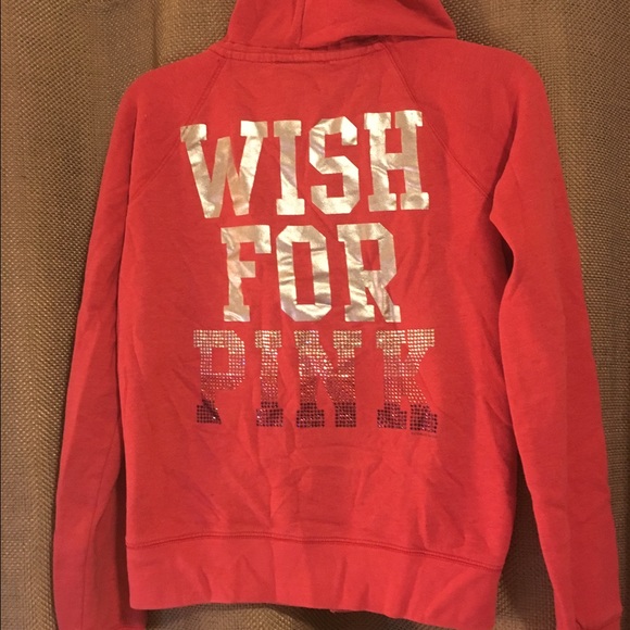 Red sequin zip up hoodie LOVE PINK, medium