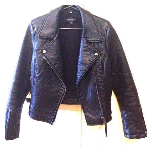Topshop vegan black leather jacket, size 4 petite