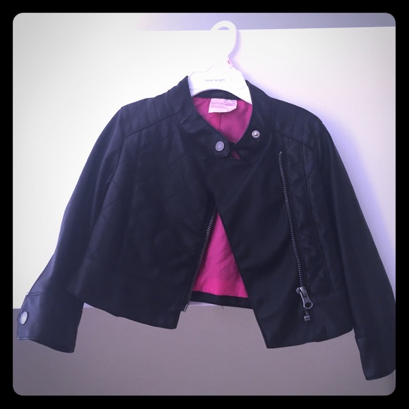 Toddler girls black faux leather jacket