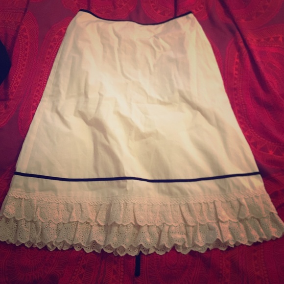 J Crew cream and black skirt