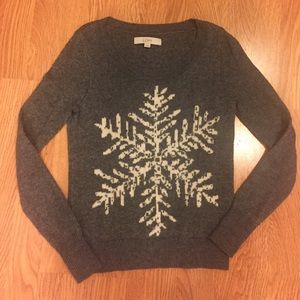Ann Taylor Loft Grey Snowflake Sweater