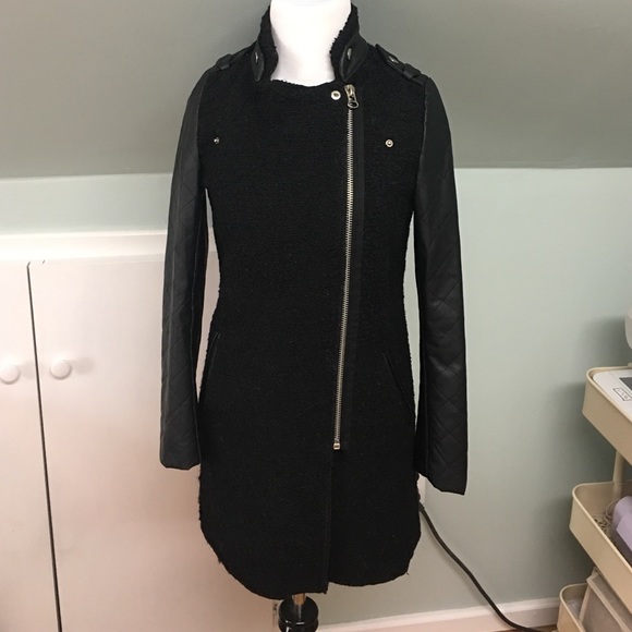 Black Biker Moto Coat