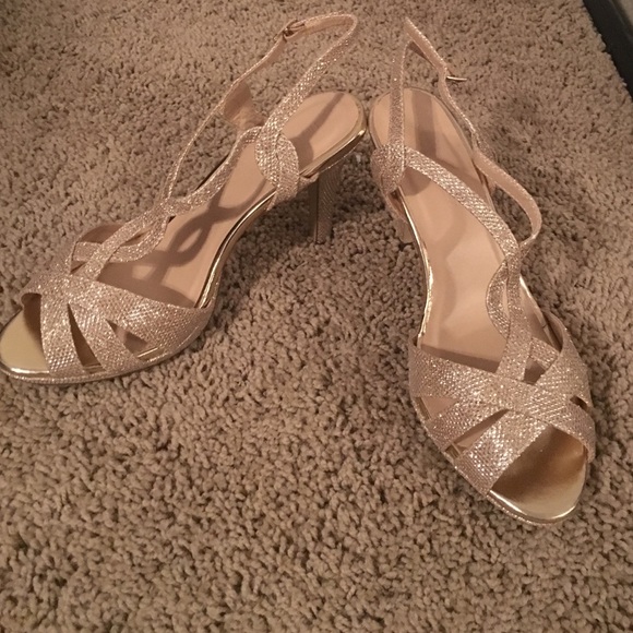 Gold sparkle heels