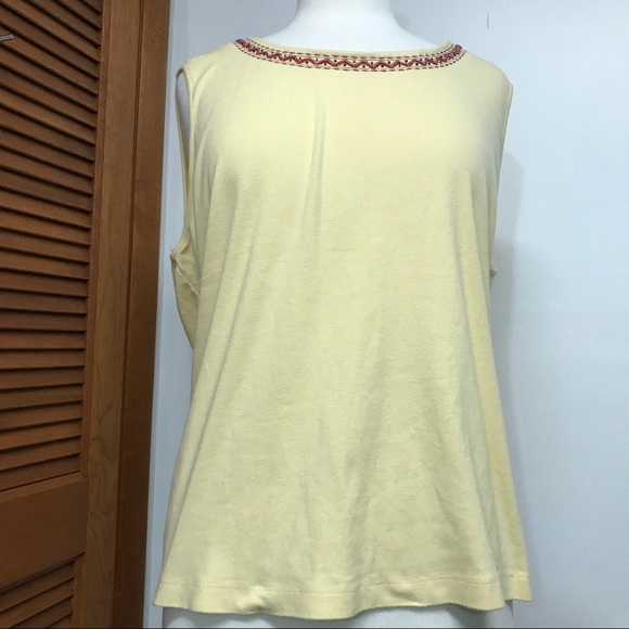 In Focus Jewel Neck Yellow Sleeveless Top - Picture 1 of 8
