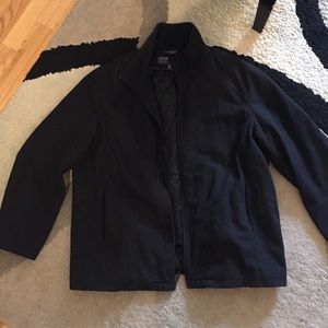 Men's wool pea coat, dark grey