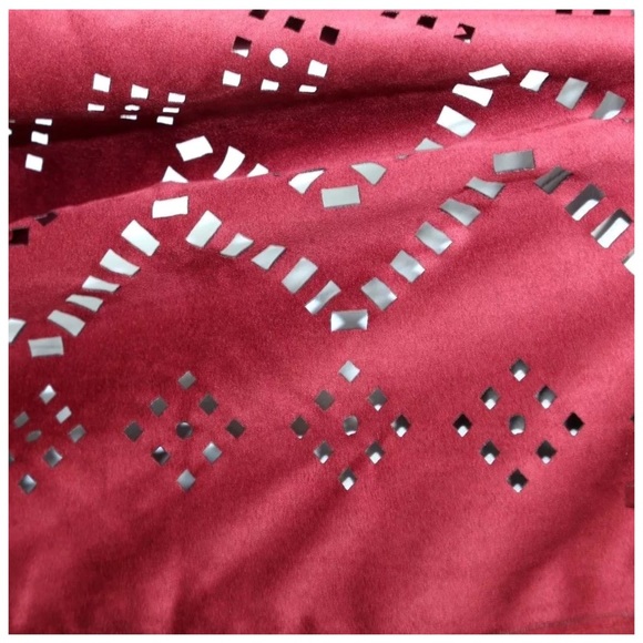 Red Vegan Suede Infinity Scarf - Picture 2 of 4