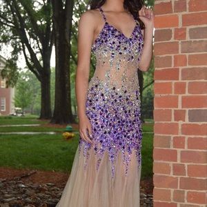 Purple and silver stoned prom dress . Worn once !