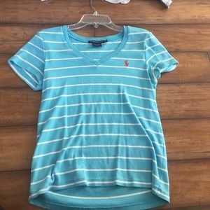 Blue stripped polo Ralph Lauren v neck