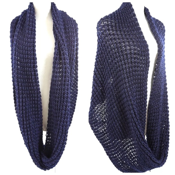 TS Navy Blue Chunky Thick Soft Infinity Scarf - Picture 3 of 3