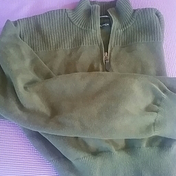 SALE.. Nautica Performance Cotton Olive Sweater - Picture 2 of 4