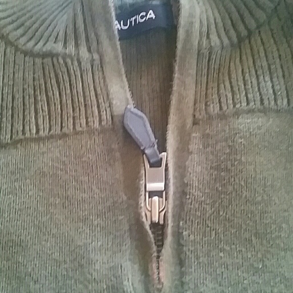 SALE.. Nautica Performance Cotton Olive Sweater - Picture 3 of 4