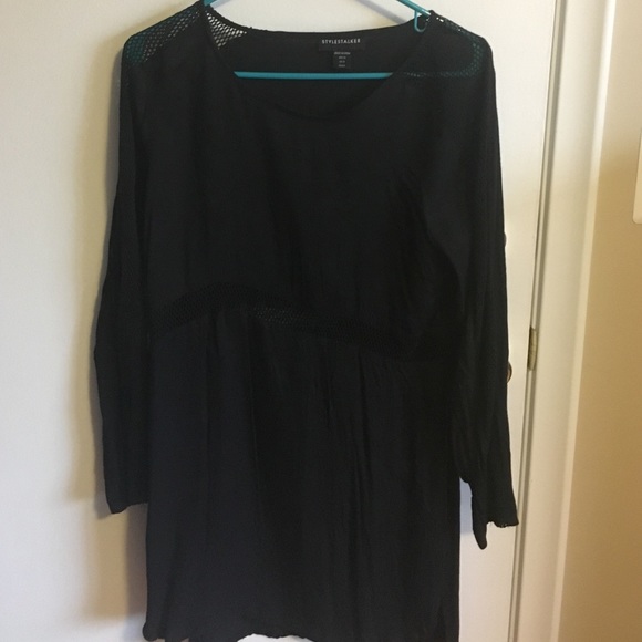 Cut-out Mesh Long-sleeve Dress