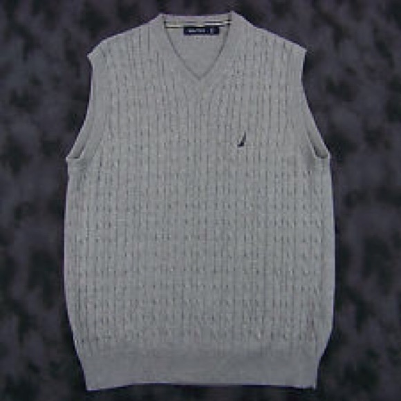 Nautical Men's Sleeveless V Neck Sweater - Picture 2 of 2