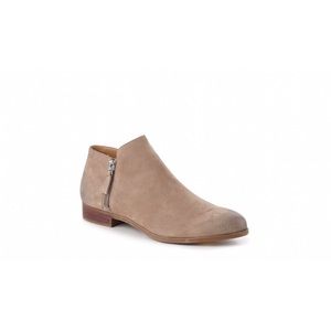 Taupe Leather Flat Chelsea Boot, Chic Pointed Toe