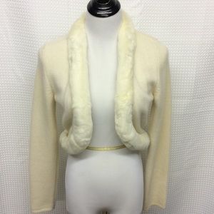 WHITE + WARREN Cashmere & Rabbit Fur Shrug Size M