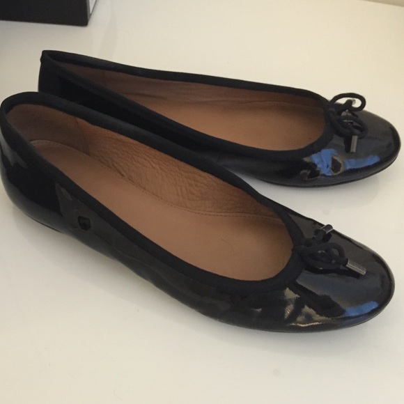 Coach Black patent leather Lara flats