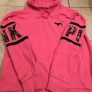 VS PINK High Cowl Neck Cheetah Pullover hoodie