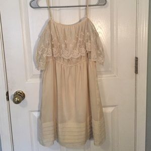 * Cream off the shoulder dress