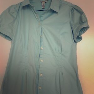 Light aqua button down top