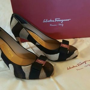 Salvatore Ferragamo Pony Hair Animal Print Pumps