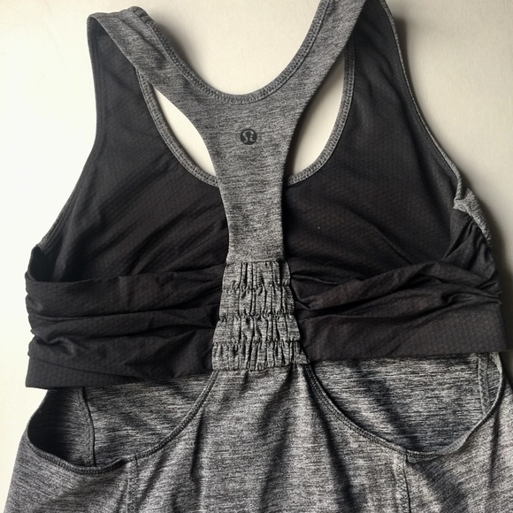 lululemon athletica Tops - Lululemon Open Back Gray Athletic Tank 4 Small