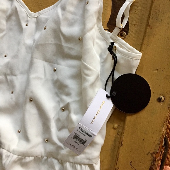 NWT AMUSE SOCIETY REVOLVE JUMPSUIT ROMPER IVORY GOLD EMBE ROMPER M - Picture 10 of 16