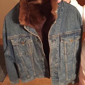 Blue jean jacket lined with Fox fur