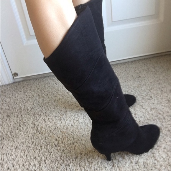 Fergalicious Faux Suede Black Boots