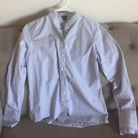 J Crew ruffle collar and sleeve button down
