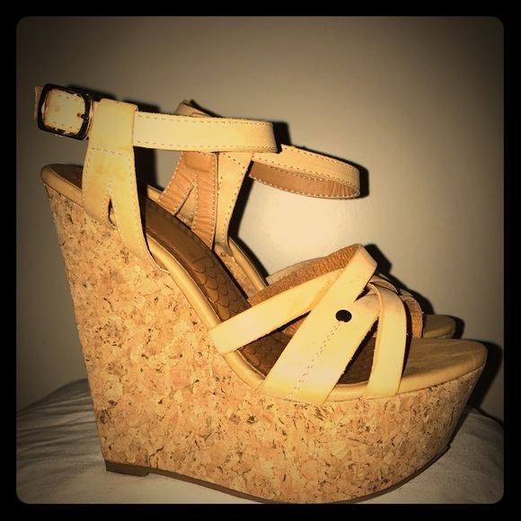 Cute Tall Tan Wedge Sandal - Picture 1 of 4