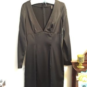 MODA International Satin Black Long Sleeved Dress