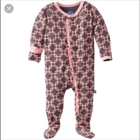 Kickee pants ruffle footies - lattice print 0-3