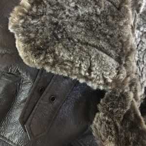 Genuine fur and leather jacket men's size small