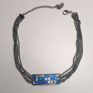 Gun-metal GUESS choker necklace w/ rhinestones