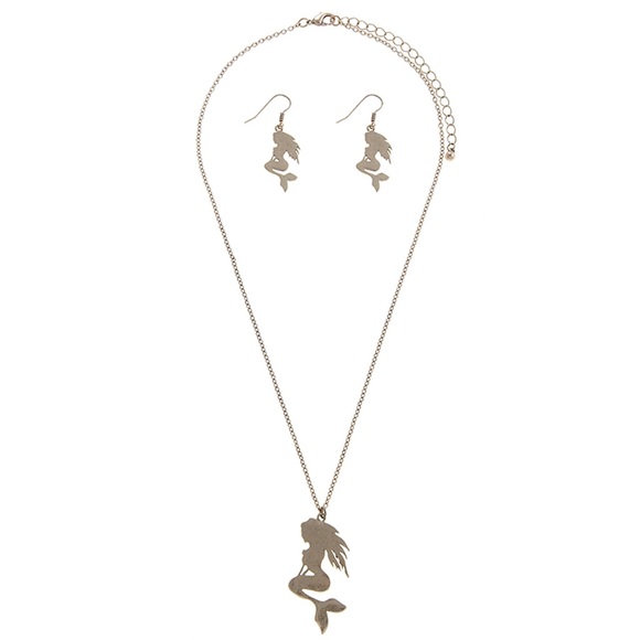 CLEARANCE LAST Mermaid Pendant Necklace & Earrings - Picture 5 of 6