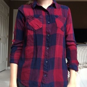 Red and Navy Plaid Flannel